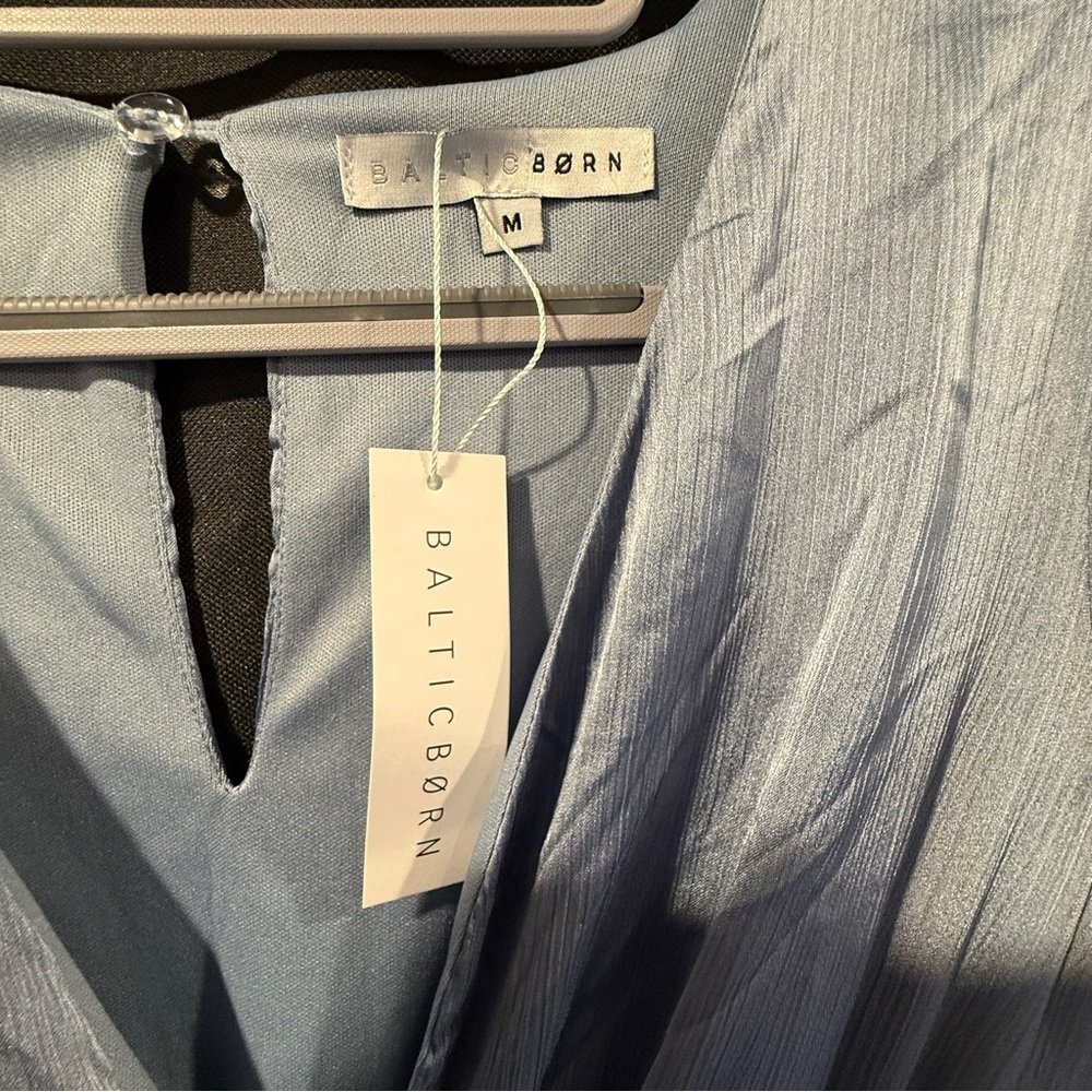 Baltic Born Soft Blue V-Neck Maxi Dress with Side Slit - Picture 4 of 5
